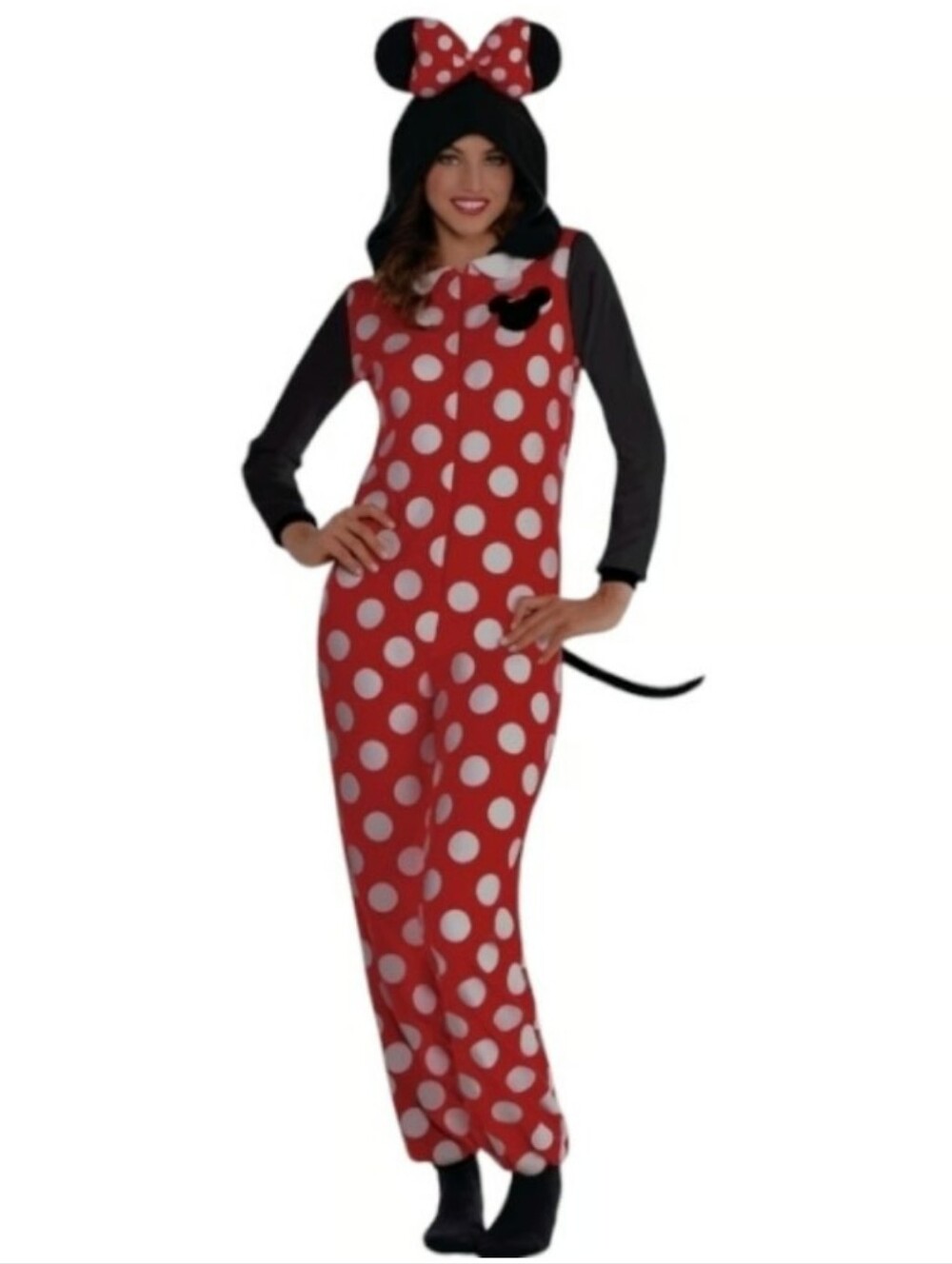 Disney Red and White Polka Dot Minnie-Inspired Hooded Jumpsuit Halloween Costume